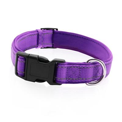 China Wholesale Viable Dog Leather Reflective Soft Nylon Leash Pet D-Ring Metal Dog Collars Pet Adjustable Dog Collar for sale