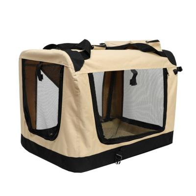 China Wholesale Hot Selling Breathable Outdoor Pet Cage Steel Metal Frame Dog Crate Travel Dog Carrier Bag Portable Pet Settlements for sale