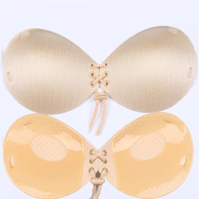 China Antibacterial Women's Drawstring Bra 3CM Thickness Self Adhesive Cotton Antibacterial Backless Bra With Removable Strap for sale