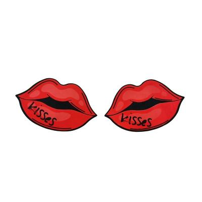 China Disposable Nipple Pies Women Underwear Cover Red Lip Stickers Nipple Adhesive Covers Disposable Breast Petals for sale