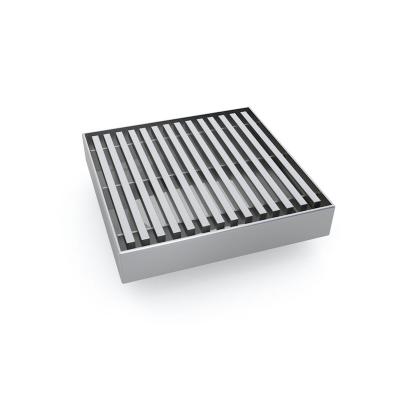 China Modern Silver SUS304 Stainless Steel Square Shower Floor Drain With Removable Cover Grate Grid for sale