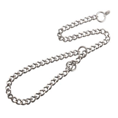 China Adjustable 3 Flat Link 304 Stainless Steel O-ring Pet Chain Collar Dog Choke Chain Durable for sale