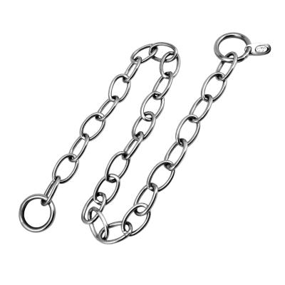 China High Quality Durable 304 Stainless Steel Pet Dog Link Chain Collar Short Oval Choke Chain for sale