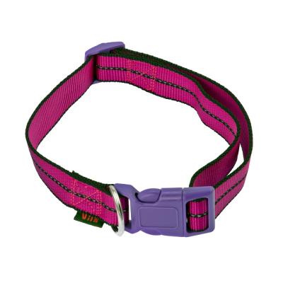 China Safety Sustainable Pet Supplies Reflective Nylon Buckle Adjustable Plastic Dog Collar for sale