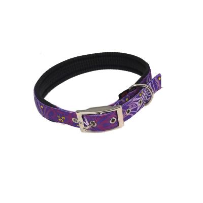 China Durable Soft And Comfortable Printing Polyester Neoprene Dog Collar With Metal Buckle for sale