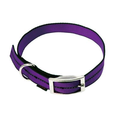 China New Viable Safety Reflective Nylon Dog Collar With Metal Buckle For Pet for sale