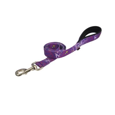 China Sustainable Comfortable Pet Products Polyester With Neoprene Printing Dog Leash for sale