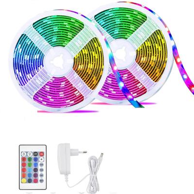 China Warehouse 5M/Customized With 24-key RGB Led Strip Remote Control Board 12v 5050 Smart Led Strip Light for sale