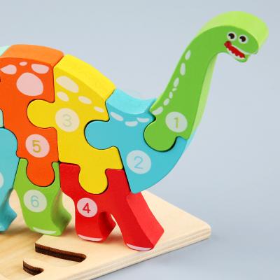 China Cartoon Toy Wholesale Educational Wooden 3D Shape Toy Children Animal Transport Matching Jigsaw Puzzle For Children for sale