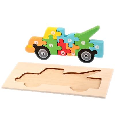 China Eco-friendly Wooden Toy Amazon Hot Selling 3D Cartoon Wooden Jigsaw Puzzle Children Educational Toys for sale