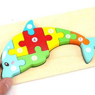 China Jigsaw Cartoon Toy 3D Buckle Dinosaur Jigsaw Early Education Matching Puzzle for sale