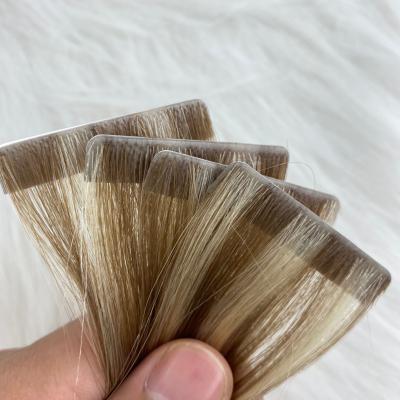 China Belle Hair Balayage European Cuticle Silky Straight Virgin Hair Seamless Tape In Hair Extensions for sale