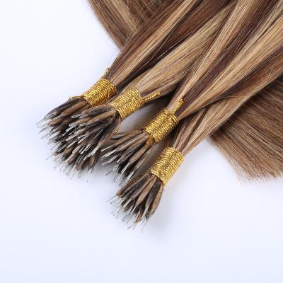 China Hot Selling Belle Hair Balayage Cuticle Virgin Hair Ring Tip Silky Straight Nano Hair Extension for sale