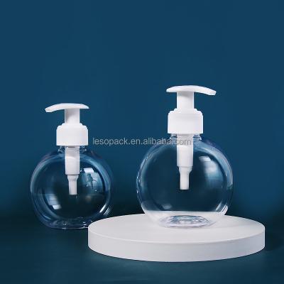 China Großhandel 300 ml Rundes Kosmetikmittel Klares PET Plastikflasche Kugelform Shampoo Handwaschmittel Verpackung Lotion Pumpe Flasche Kugelform zu verkaufen