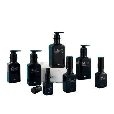 Cina 50 ml 100 ml 150 ml 250 ml 300 ml 400 ml 500 ml Bottiglie di lozione di plastica nera quadrata pompa per cosmetici in vendita