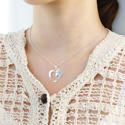 China Cute And Sweet Colorful Unicorn Lovers Rhinestone Fashion Pendant Necklace For Women Girls for sale