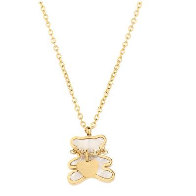 China Environmentally Friendly Cute Teddy Bear Pendant Heart Crystal Pendant Necklace Animal Jewelry For Women Teen Girls for sale