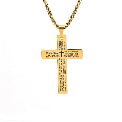 China Environmental Friendly Stainless Steel Cross Pendant Necklace For Lord Men's Prayer Necklace for sale