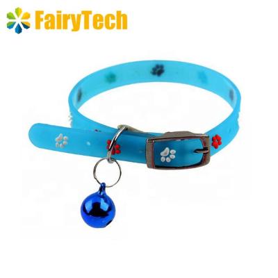 China High Quality Lights Silicone 1.0x30Cm Size Pet Harness Supplies Adorable Silicone Pet Collar One Small Bell for sale