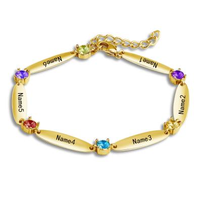 China New FASHIONABLE Multicolor Engraved Custom Chain Bracelets 2021 Shopify 12 Anniversary Stone Bracelet, European and American Name for sale