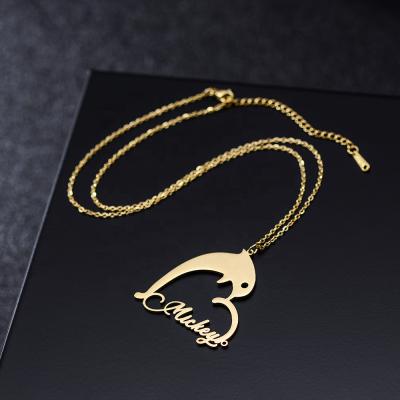 China Environmental Friendly Custom Name Necklace Dolphin Personalized Cross Name Heart Necklace Letter Jewelry Gifts For Women Teen Girls for sale