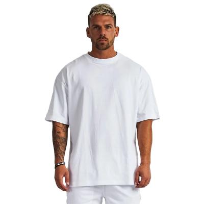 China Anti-wrinkle new design luxury quality cotton loose fit little drop shoulder brand white men's T-shirt oversized for sale