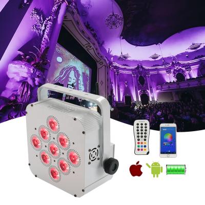 China Grace 9*18w Rgbwauv WIFI Wireless Remote Control Long Life Par Dmx Battery Powered LED Panel Light for sale