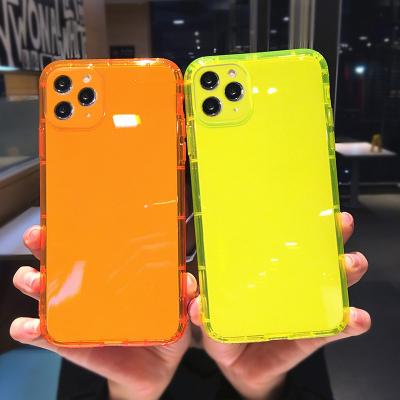 China 2021 Anti-drop Transparent Multi Custom Design Shockproof Durable Fluorescent Neon TPU Phone Case For Iphone 11 12 13 Pro Max X XS XR for sale