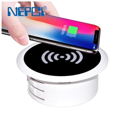 China LOGO Customized Mobile Phone QI Wireless Charger Mobile Phone With Type-C Cable 15W Round Fast Charging Station Stand XJY-DC-03 for sale