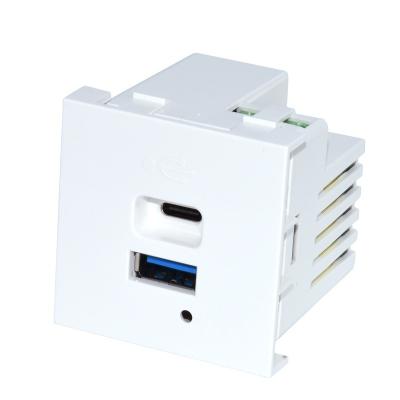 China New Model 45x45mm USB Power Plug Outlet XJY Residential/General Purpose Fast Charging Dual USB Charger Module XJY USB-17P-3- a/c 65W for sale