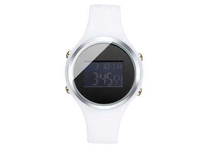 China Fashion women LCD Digital Watches Alloy Case , Silicone White Band for sale