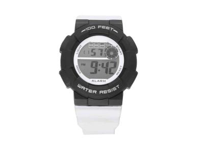 China Fashion 3 ATM Water Resistant Sport LCD Digital Watches , Black Face And White Strap for sale