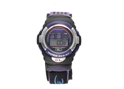 China Customized Violet Fabric Strap Gents Wrist Watches , Stainless Steel Electronic Wristwatch for sale