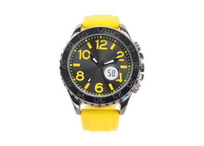 Chine Montres-bracelet de visage de courroie jaune imperméable de 30 M grandes avec le boîtier en acier inoxydable à vendre