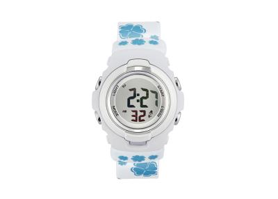 China Bright Print Four Leaf Clover In Band LCD Digital Female Wrist Watch For Gift for sale