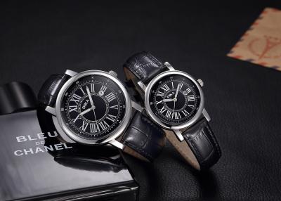 China Genuine leather strap analog quartz watch with IP plated alloy case à venda