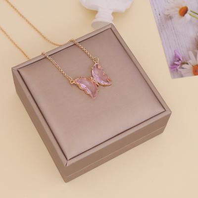 China Vintage 2022 multi-color glass necklace ladies' creative soft collarbone chain personality N776 for sale