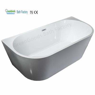 China Greengoods Sanitary Ware CE Eco-friendly Material Plastic Portable Bath 170cm Back To Wall Cheap Acrylic Freestanding Bathtub for sale