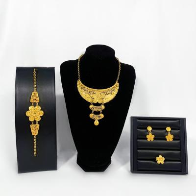 China Elegant luxury 24K gold gilded high quality wedding party jewelry set 2022 new necklace jewelry set for sale