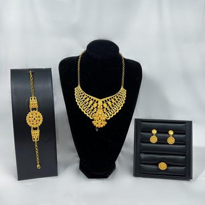 China African Bridal Wedding Jewelry Set Party Shopping Fashion Luxury High Quality Set Dubai 24k Gold Plated Identical Jewelry Set for sale