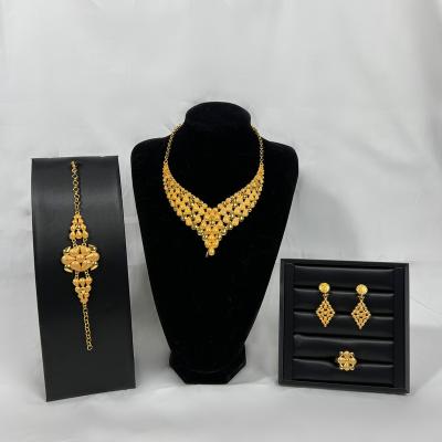 China African Bridal Wedding Jewelry Set Party Shopping Fashion Luxury High Quality Set Dubai 24k Gold Plated Identical Jewelry Set for sale