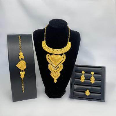 China Luxury Wedding African Bridal Jewelry Set Party Shopping Fashion High Quality Set Dubai Same Jewelry 24k Gold Plated Set for sale