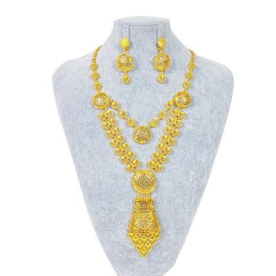 China Two-piece set 2021 new fashion ladies jewelry jewelry African necklace TRENDY wedding party long for sale