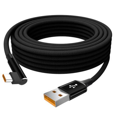 China Factory 10ft/16ft/26ft cellphone usb c cable usb braided cable 90 degree cotton elbow long wires charging data to type c cable for cellphone for sale