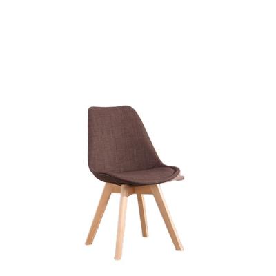 China Cheap And Practical Modern Wooden Dining Chair Fabric Chair Home Office Back Chair With Wooden Legs And Cushion for sale