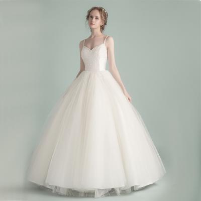 China Custom Made Breathable Factories Style White Plain Handmade Princess Fashion Halter Wedding Dresses for sale