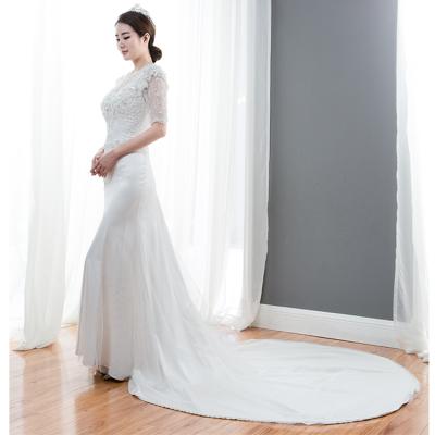 China Fashion Women Fishtail Wedding Dress Mermaid Embroidery Trumpet Sleeve Breathable Wedding Dress Shorts for sale