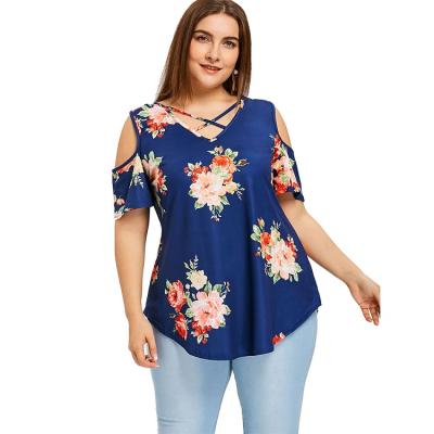 China New Summer Viable Style Women Floral Print Off Shoulder Plus Size Tunic for sale