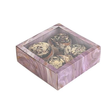 China Recycled Materials Gift Boxes with Clear PVC Set Perfect Snack Box for Cakes Pastries Cookies Cupcakes for sale