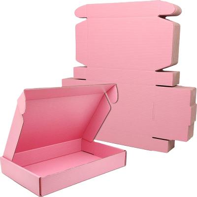 China Small Pink Container Materials Suitable Size Cardboard Recycled Corrugated Shipping Packaging Craft Paper Gifts Box for sale